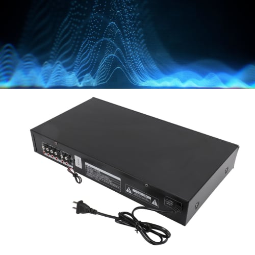 20-bånds equalizer, stereo grafisk EQ med digitalt display, innebygd BT, diskant-, mellomtone- og bassjustering, støtter BT og USB