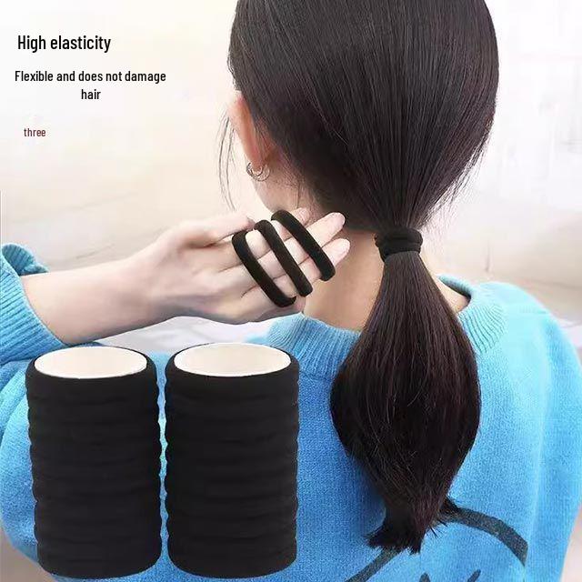 High Elasticity Black Hair Tie - Durable, Cute Ponytail Rubber Band