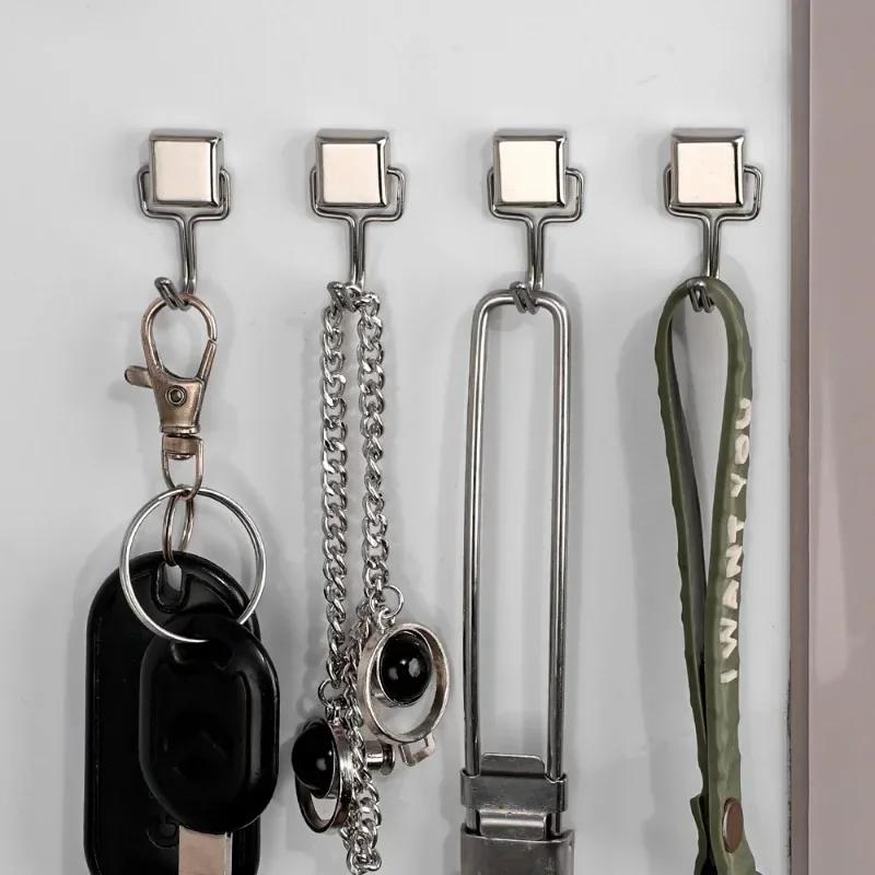 40/1PCS Strong Magnetic Hook Silver Rotating Hooks Neodymium Wall-mounted Magnet Hanger Bathroom Refrigerator Hanging Tools