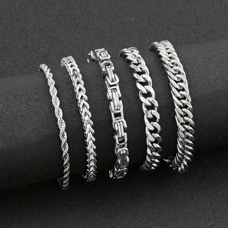 Stainless Steel Bracelet Set for Men Fashion Cuban Chain Hip Hop Titanium Steel Jewelry Trendy Accessories