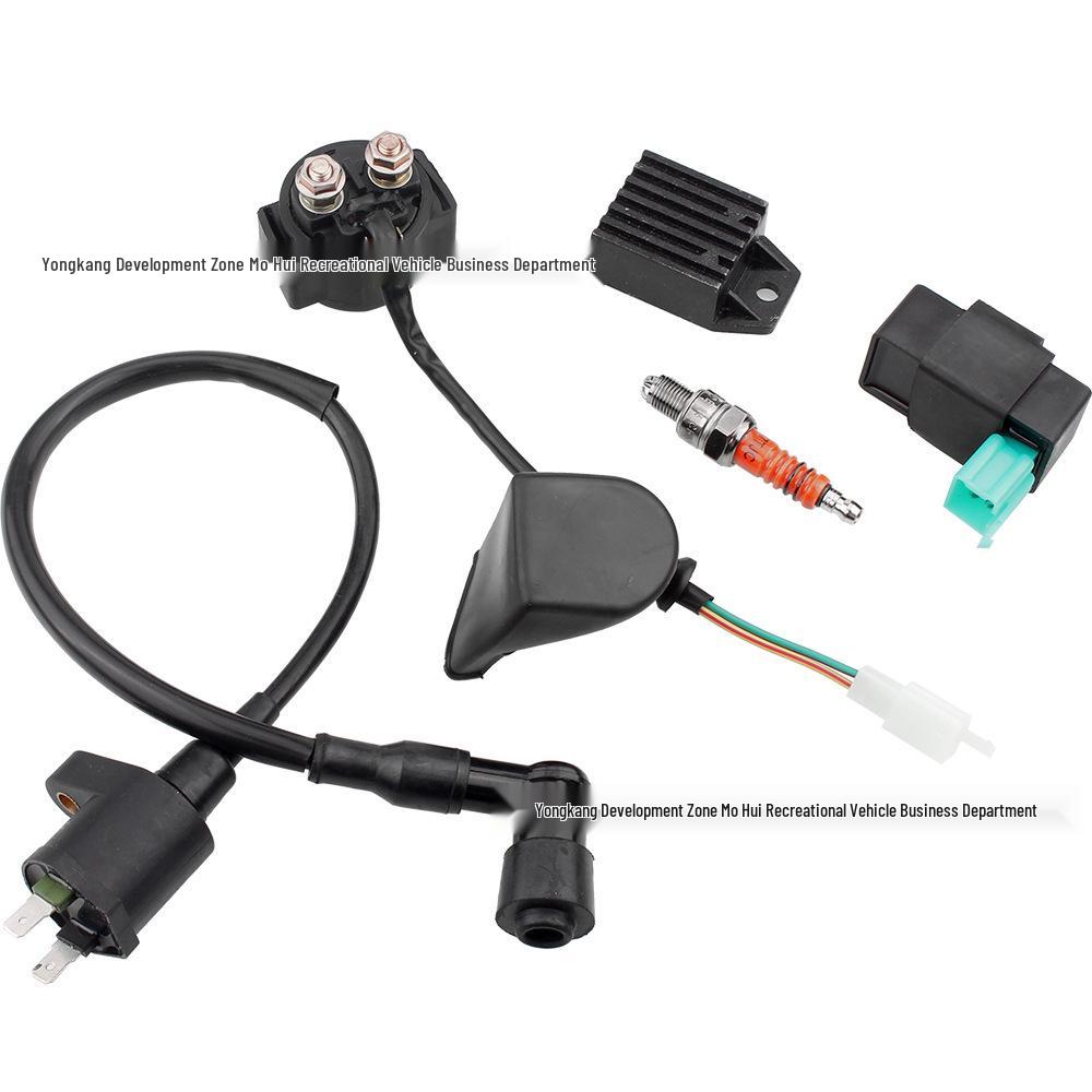 High-Voltage Ignition Kit for Off-Road Motorcycle, ATV, Beach Buggy (50-110cc) - Includes Relay, Spark Plug, Half-Wave Rectifier