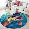 Bass Fish Round Area Rug,Carpet Rug for Living Room Bedroom Sofa Playroom Decor,Non-slip Floor Mat