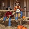 Dueling Banjo Playing Skeletons Halloween Decoration Set Illuminating Plastic Musicians For Home Yard Themed Parties