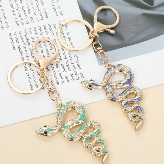 Keychain Pendant Sparkling Rhinestones Inlaid Zinc Alloy Snake Shape Key Chain Lightweight Car Bag Accessory