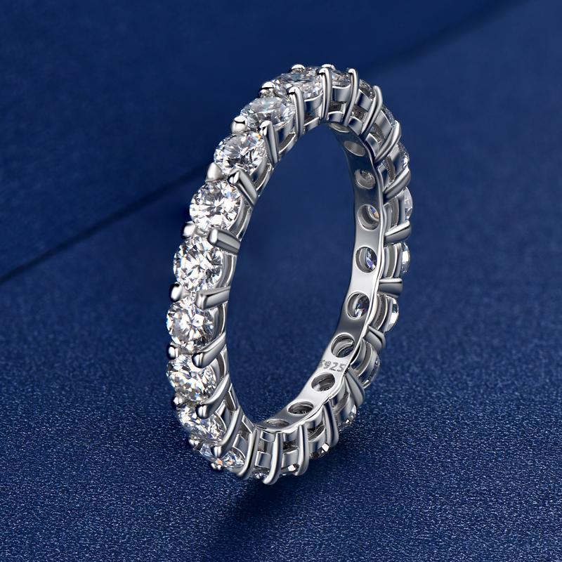 Engagement Couple Iced Selling Romantic Fashion Jewelry 3mm 0.10ct VVS1 Moissanite Eternity Band Ring Sterling Silver Men Women