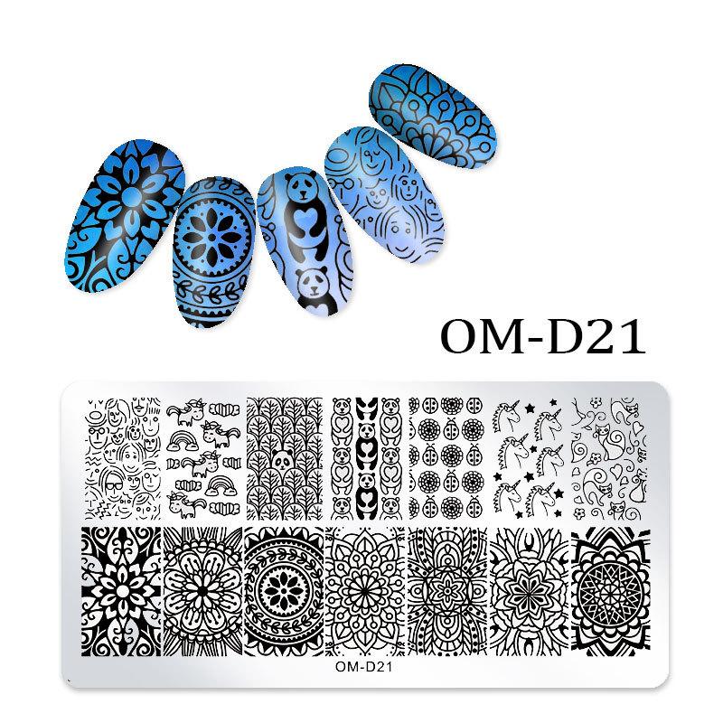 Nail Art Transfer Steel Plate, Rectangular Printing Oil Transfer Printing Steel Plate Blue Film Painted Board Omd Series