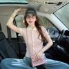 Women's Pink Slimming Petite Polo Knitted Short Sleeve Top - Summer 2025 Collection
