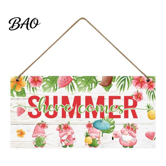 Summer Themed Gifts Wooden Hanging Sign, Beach Theme Welcome Sign Front Door Decor with Rustic Wood Plaque Rope, Colorful Hanger for Seasonal