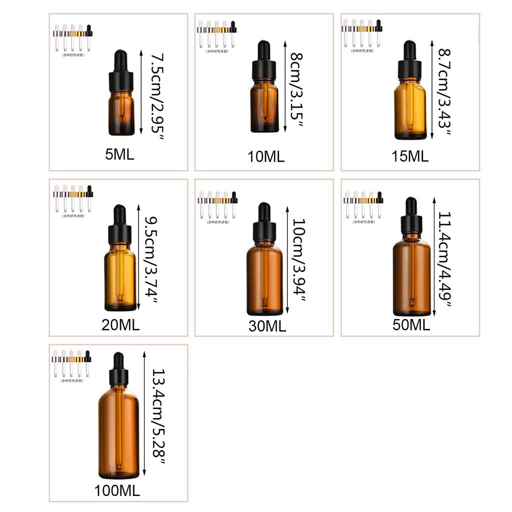 1PC Dropper Bottles for Essential Oils Amber Glass Bottles with Eye Droppers Tincture Bottles Leak Proof Travel Bottles