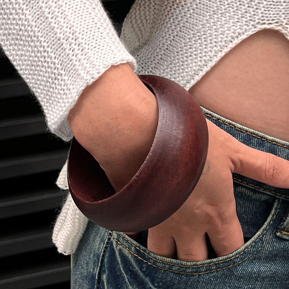 Vintage Wide Bangle Chunky Hip-hop Bracelet Creative Hand Ring