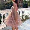 Evening Party Sexy Women See-through Sequins 45720 Sleeve Backless Dress Gown
