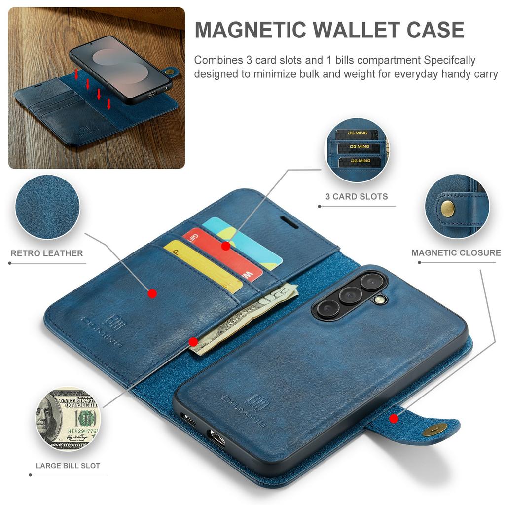 DG.MING pro Samsung Galaxy S25 FE Pouzdro Odnímatelný Kožený Kryt na Telefon