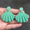Summer Women Shell Shape Glitter Acrylic Resin Beach Earrings Stud Earrings