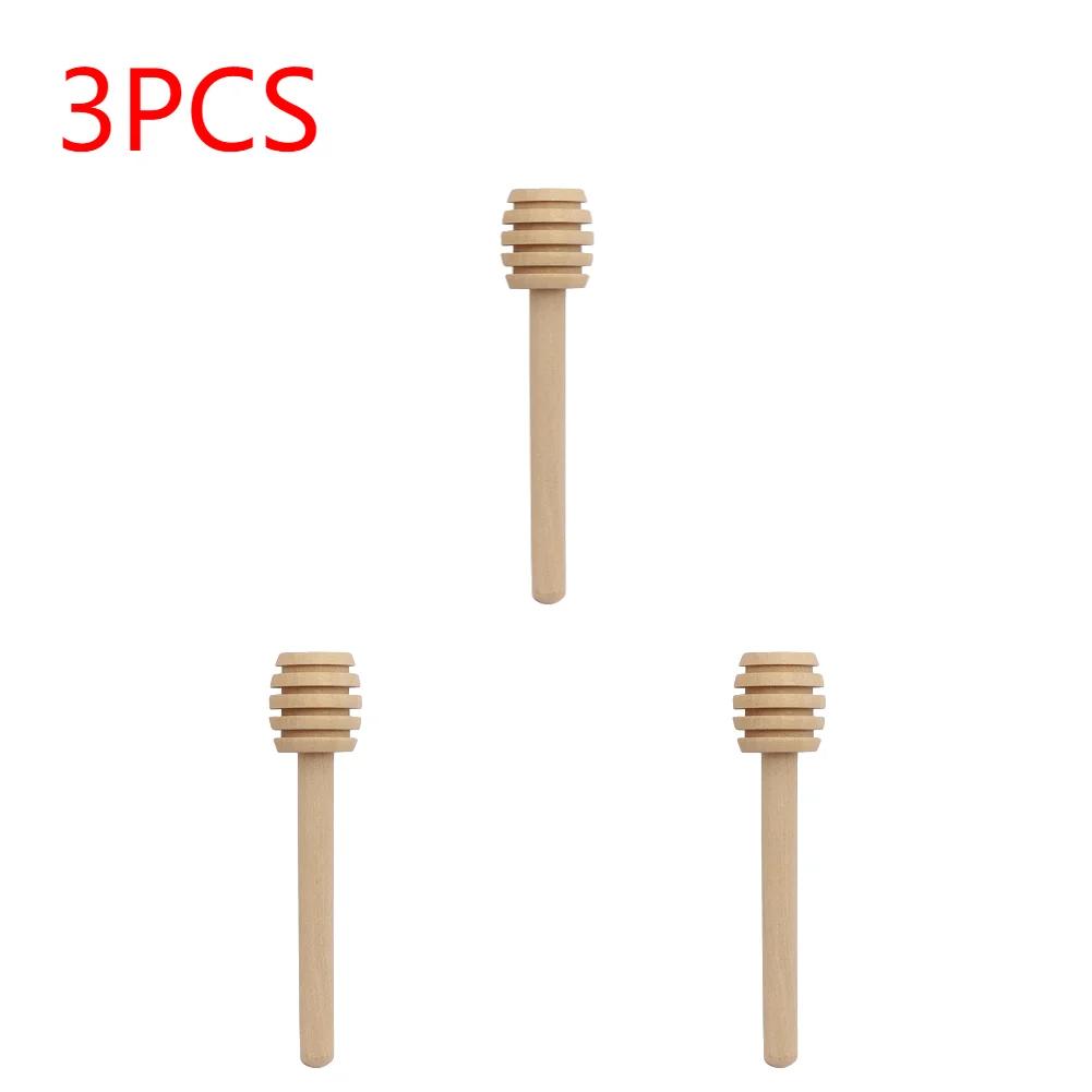 1-5Pcs Honey Dipper Stick Long Handle Wood Honey Mixer Stir Practical Bar Spoon Dispense Drizzle Honey Mixing Stick Kitchen Tool