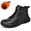 High Quality Genuine Leather High-top Boots Hiking Durable Retro Style Casual Work Boots Winter Thick Bottom Non-Slip Mens Shoes