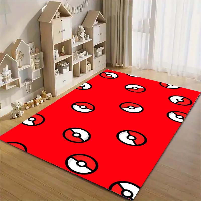 Pokémon print rug, cute Pikachu, Jigglypuff and Charmander cartoon decorative rug, home décor