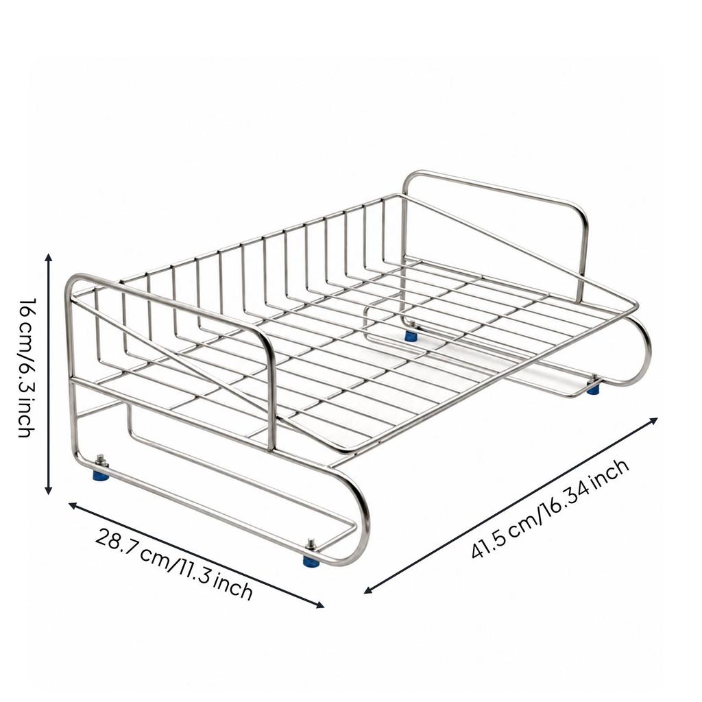 Slim Stainless Steel Desktop Storage Rack Compact Wire-Frame Countertop