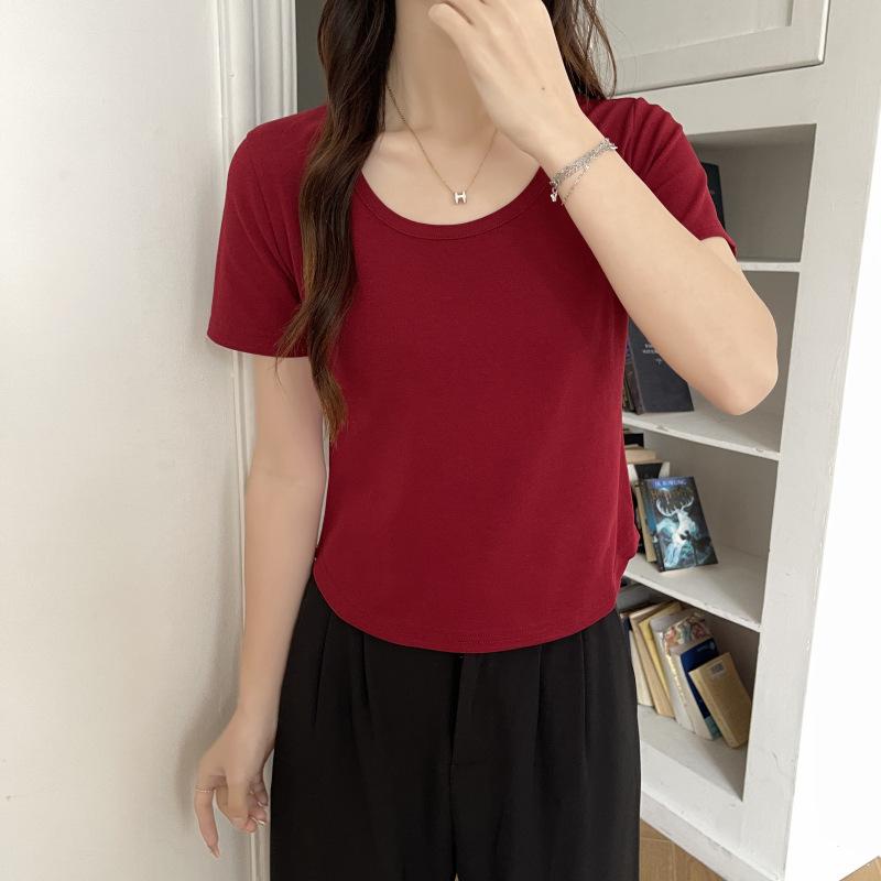 Women's 2026 Spring/Summer Loose Fit Pure Cotton Short Sleeve Round Neck T-shirt