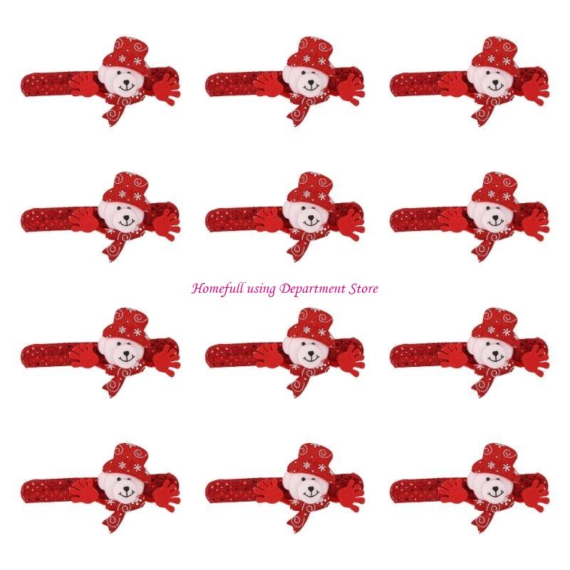 

12Pcs Christmas Slap Bracelets Elastic Holiday Party Wristbands Stocking Fillers For Kids Adult Christmas Gatherings