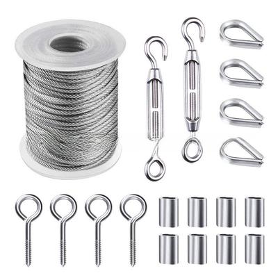 Stainless Steel 304 Rubber-Coated Clothesline Accessory Rope with Tightener
