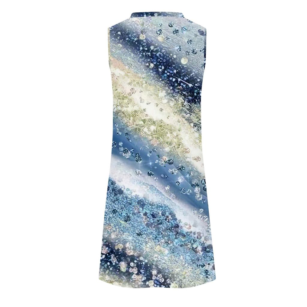 Lässige, ärmellose Kleider für Damen mit U-Ausschnitt und Aufdruck