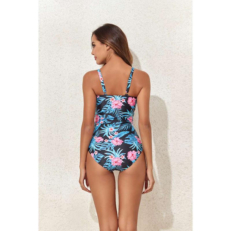 Sexy Strap One Piece Solid Swimsuit Women Print Swimwear Female Push Up Bodysuit Lady Padded Bathing Wear Backless Beachwear