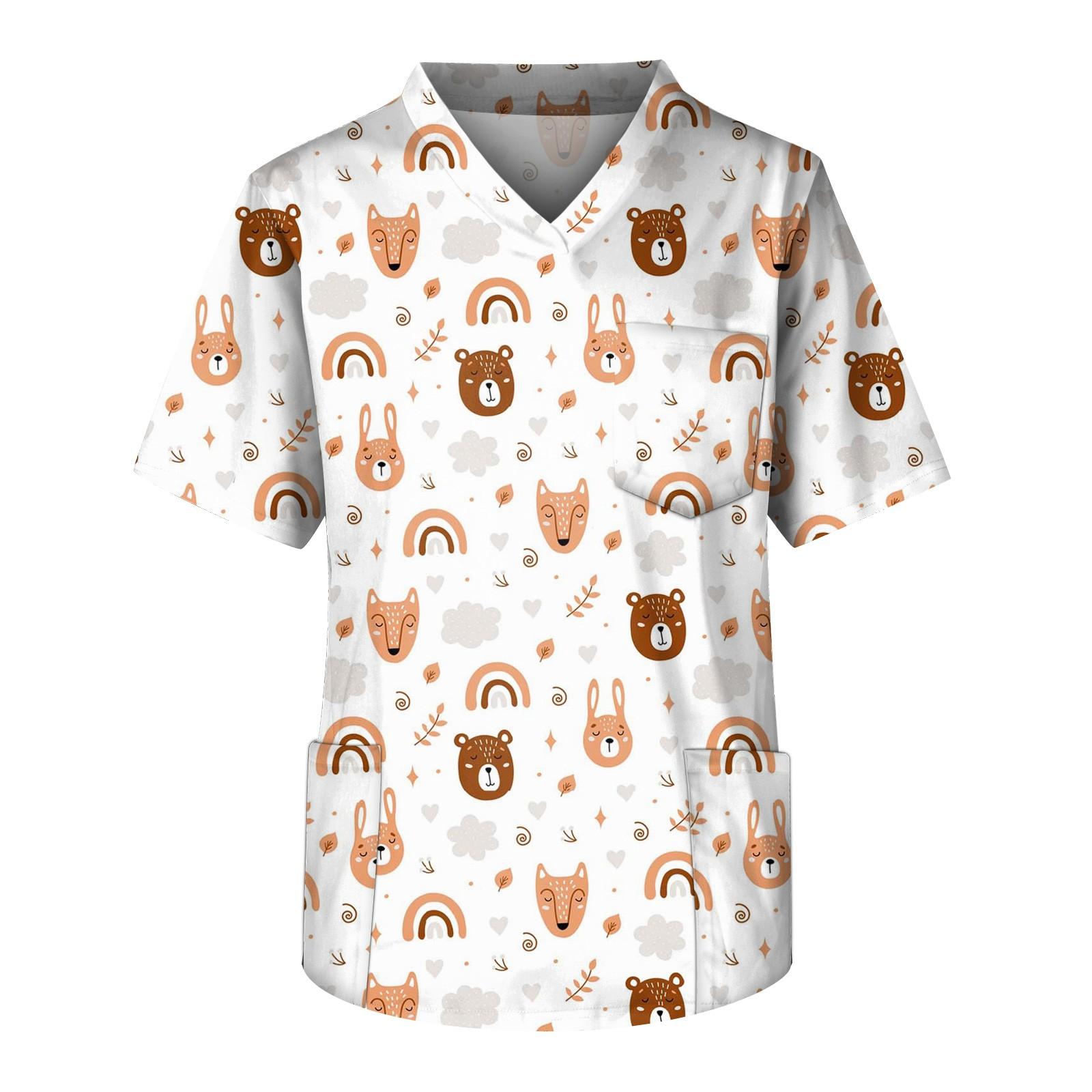 

Робоча уніформа з принтом для великих розмірів, чоловічі футболки з хрестовим V-подібним вирізом і короткими рукавами, веселі футболки, робочий одяг, футболки з кишенями S помаранчевий