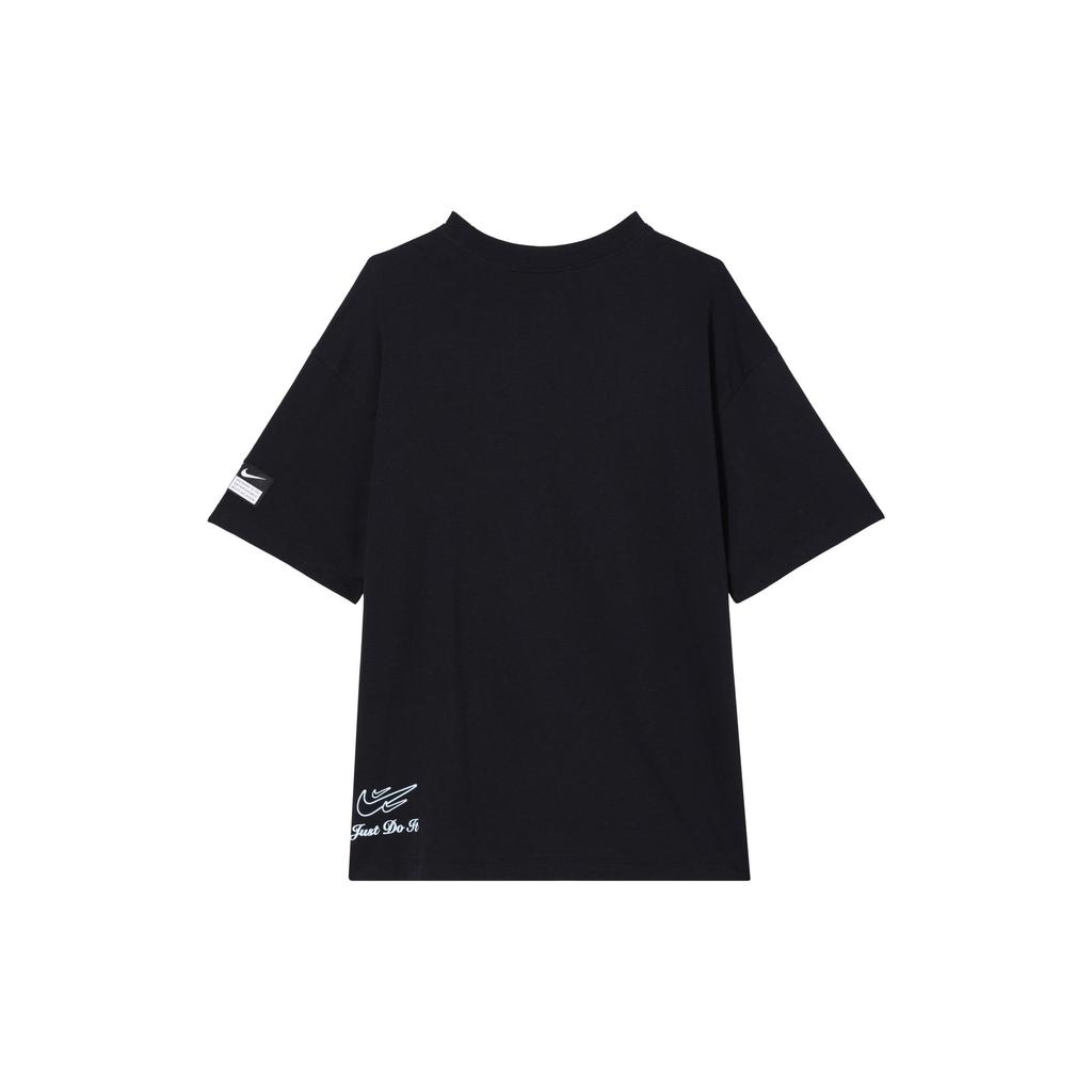Nike Letter Oversized Round Neck Short Sleeve T-Shirt Women tops Black FZ1147-010