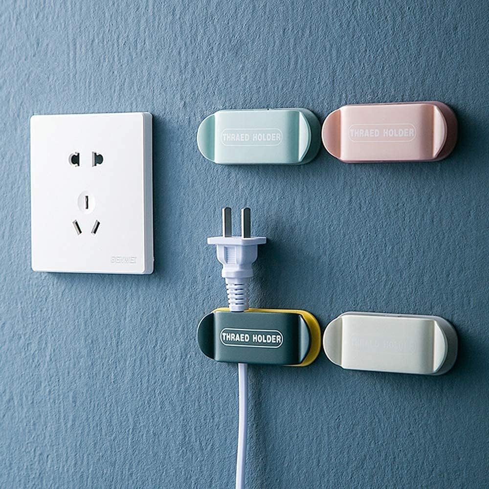 4pcs electrical plug holders,Plug Organizer,phone charger holders for nightstand,charging cord holder wall,car Cable Clips,cord hooks,wire holder for