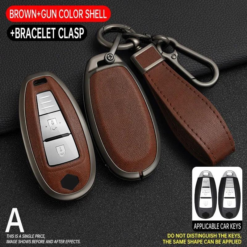 

Zinc Alloy+ Leather Car Key Case Cover for Suzuki Baleno Ciaz Ertiga Ignis Kizashi SX4 S-cross Swift Vitars 2 3 Buttons Remote