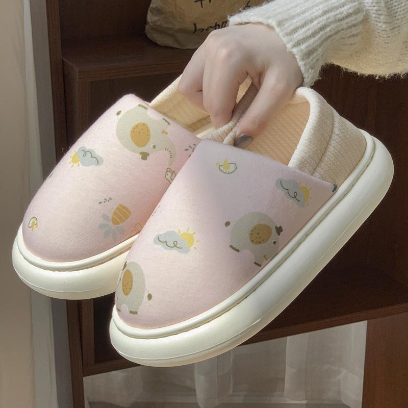 

New home all-inclusive heels winter indoor slippers simple EVA thick-soled non-slip warm cotton shoes 40-41 розовый