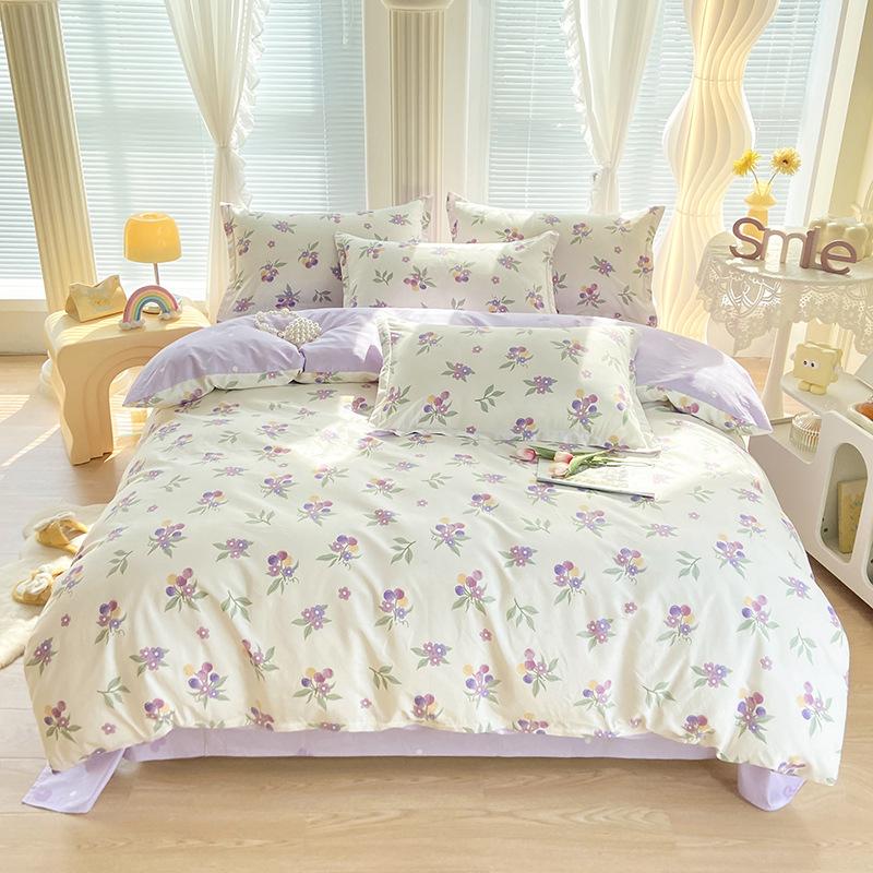 

Маленький свежий чистый хлопок четырехсекционный простыня трехсекционный пододеяльник постельное белье 1.2m bed