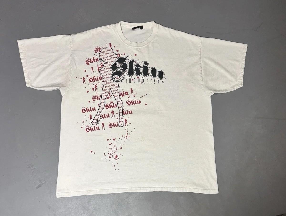 Винтажная футболка Skin Industries 2000-х Y2K Grunge AOP Размер XXL L
