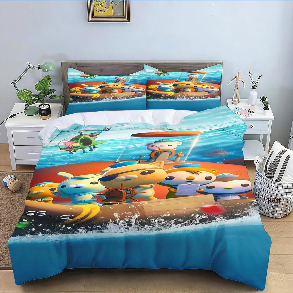Octonauts Bedding Set Simba Anime and Cartoon 3D Children'S Duvet Cover Set King Size Bedroom Comforte Cute Printed