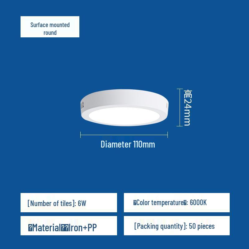 

Ultra-Thin LED Surface-Mounted Panel Light: Round/Square Ceiling Light for Living Room & Corridor, Three-Color Dimmable