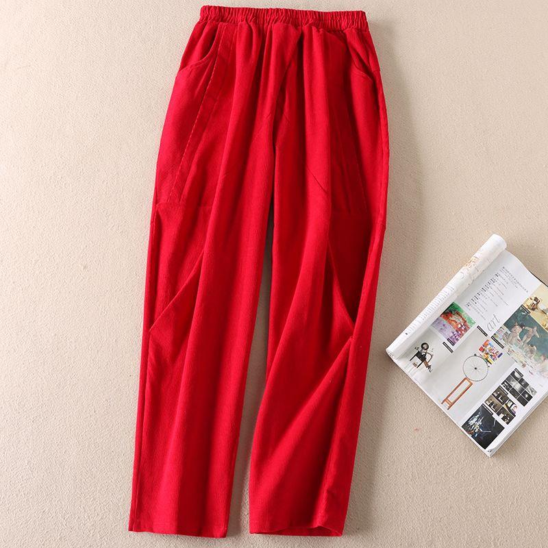 

A342 Тонкие Деликатные Брюки-Гаремы Длины До Колена/Щиколотки Red L