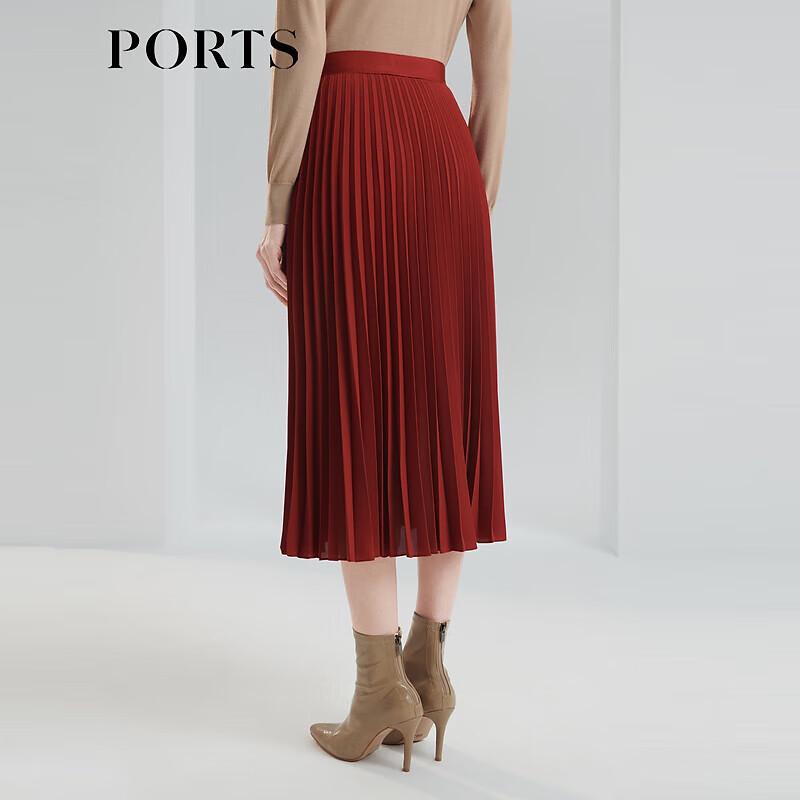PORTS Women's Dirty Orange Pleated Midi Skirt