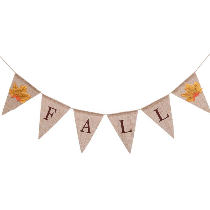 Осенний кленовый лист, мешковина, флаг, баннер, День Благодарения, вечерние украшения, мешковина, флаг, баннеры, поставки