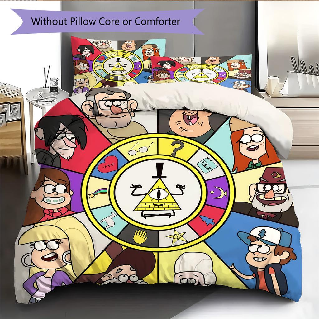 Gravity Falls  Pattern Bedding Quilt Set Quilt Cover Pillowcase Home Decoration Birthday Gift (1 * Duvet Cover + 2 * Pillowcase, Without Core)