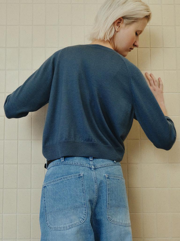 Reply Wool Round Cardigan_Smoke Blue