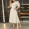 Women Elegant Square Collar Casual Short Sleeve Midi Dress