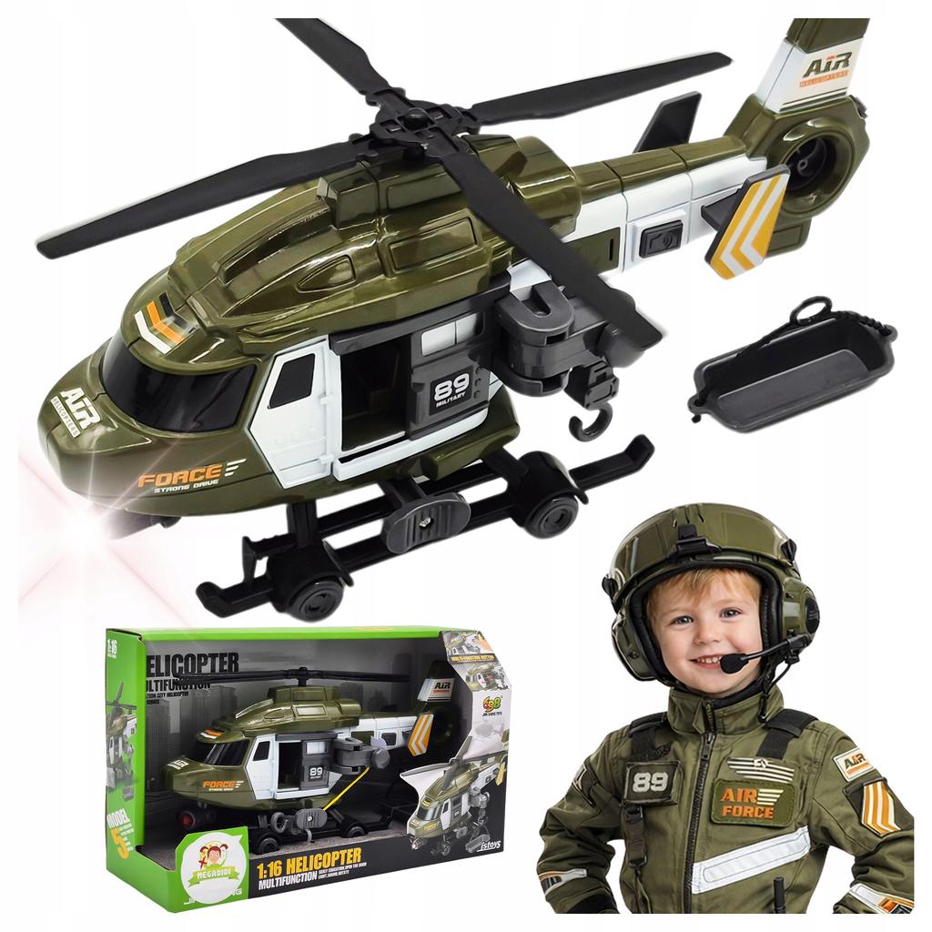 Interactive Military Toy Helicopter Winch Lights Sounds