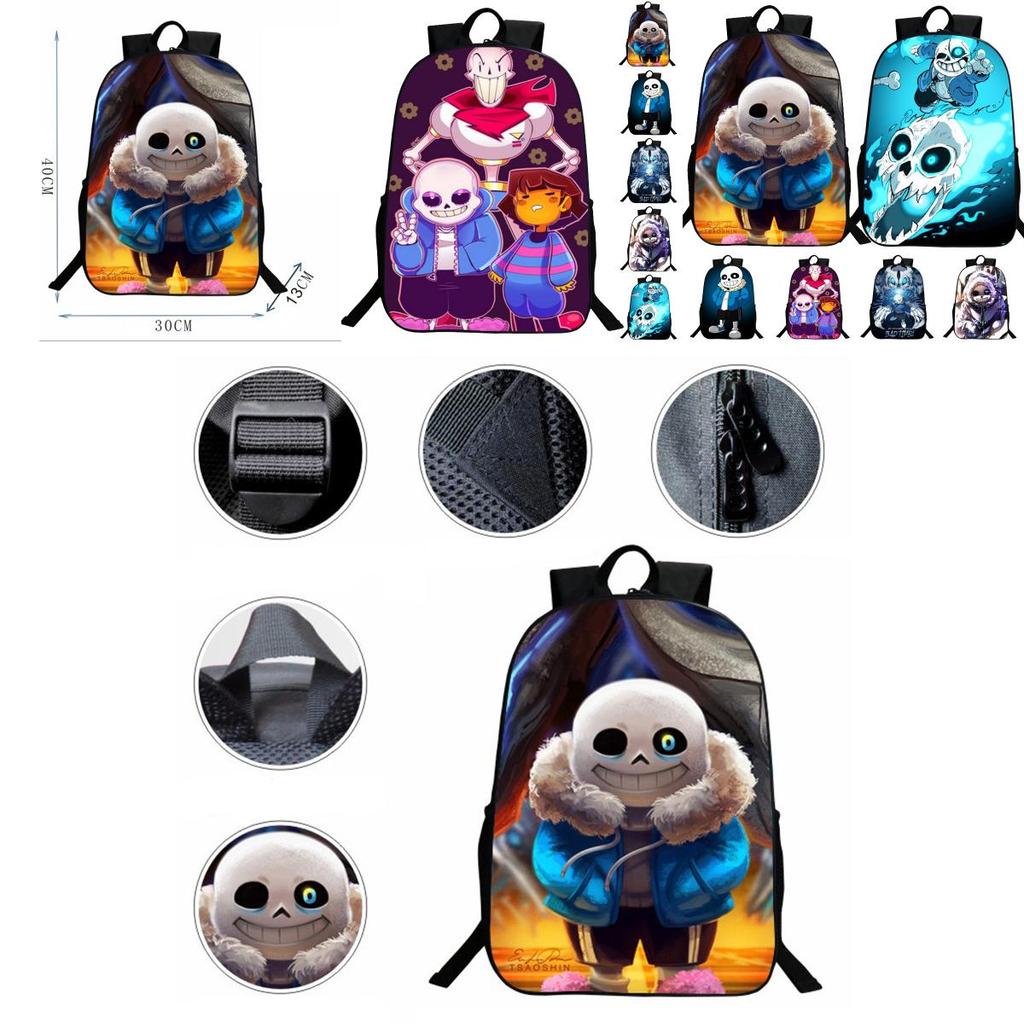 Undertale Sans 16 Inch Children Backpack With Durable Polyester Material And Adjustable Padded Shoulder Straps