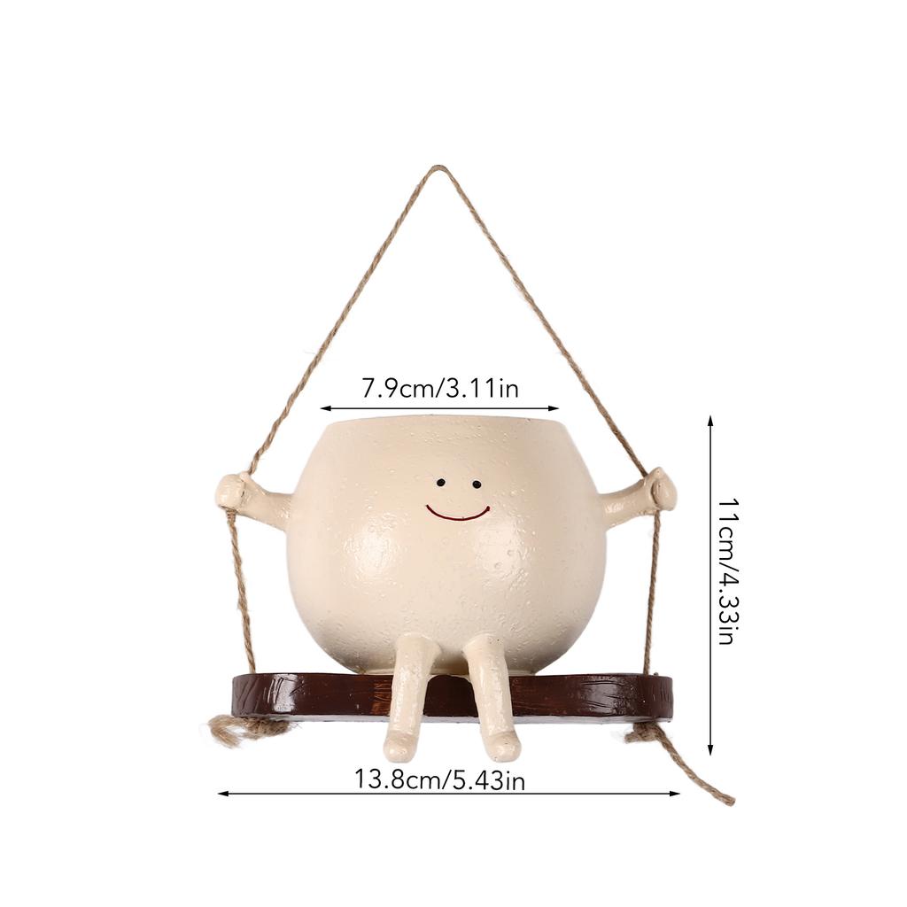 Swing Face Planter Resin Wall Hanging Head Planter Smiling Face Succulent Flower Pot for Indoor Outdoor Decoration