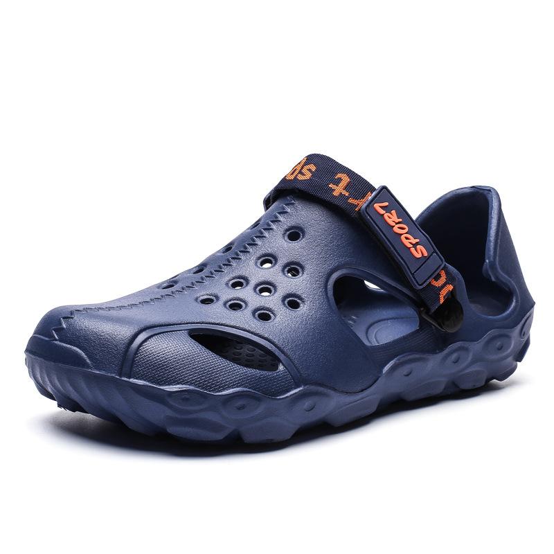 Foreign trade summer men's sandals Korean version tide outdoor bag head beach shoes large size thick sole hollow hole shoes men 2028