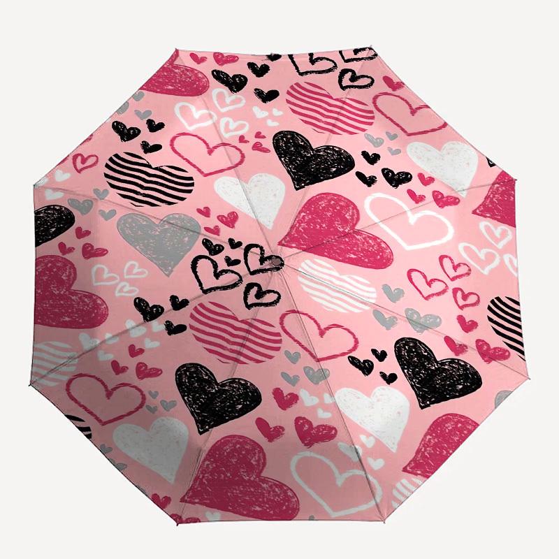 1pc Heart Pattern Love Design Umbrella with Plastic Handle,Suitable for All Seasons Home Travel Outdoor UmbrellaPT353