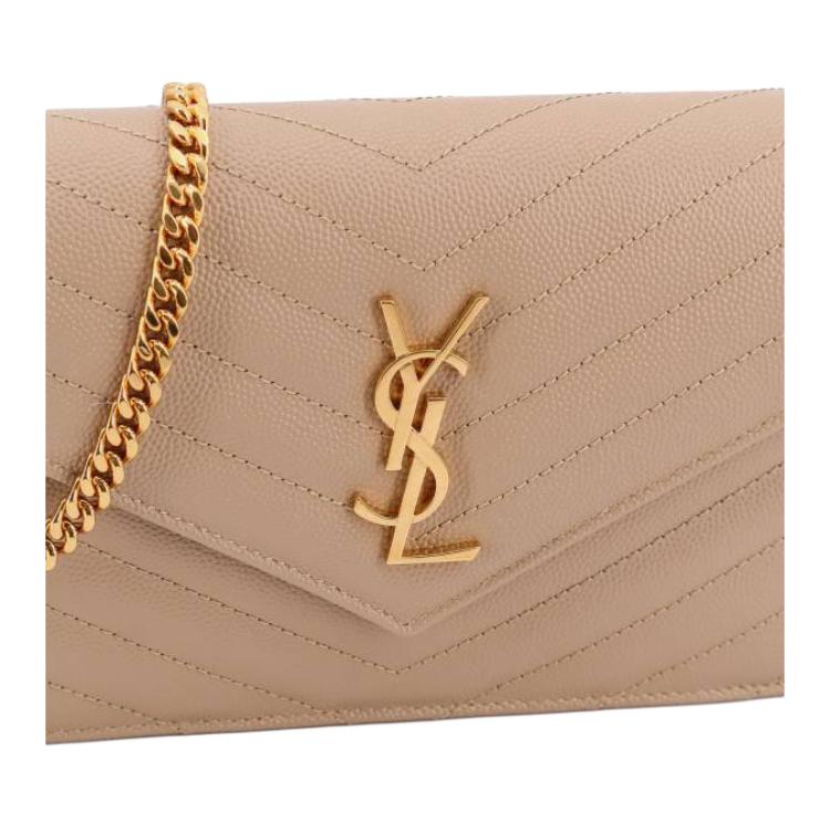 Saint Laurent Ysl Cassandra V Quilted Leather Shoulder Bag Women shoulder bag Dark-Beige 857605-BOW01-2721