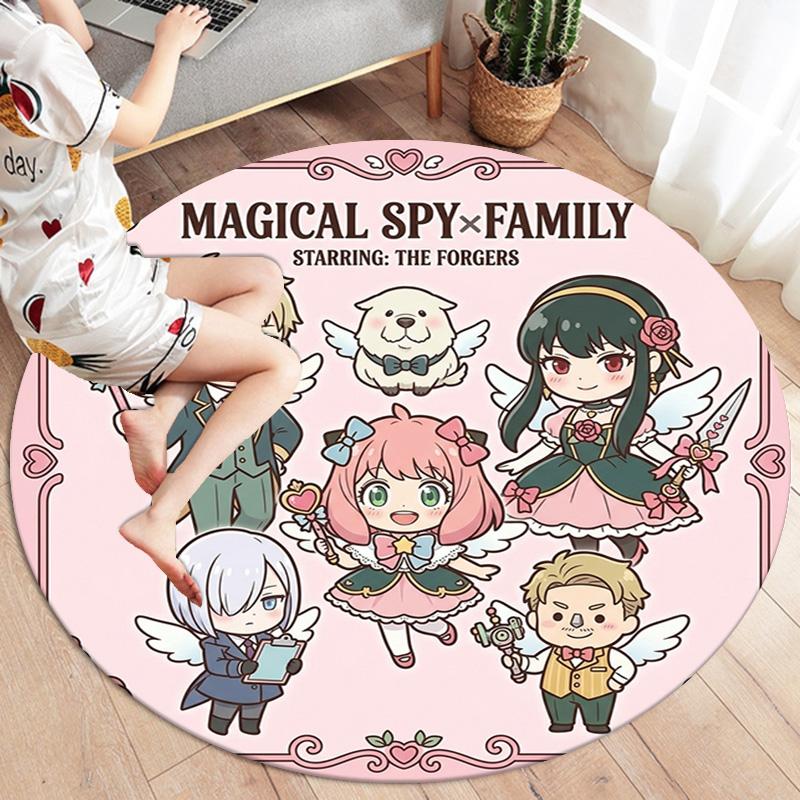 Spy Family Round Area Rug Carpet Rug For Living Room Bedroom Sofa Playroom Decor Nonslip Floor Mat