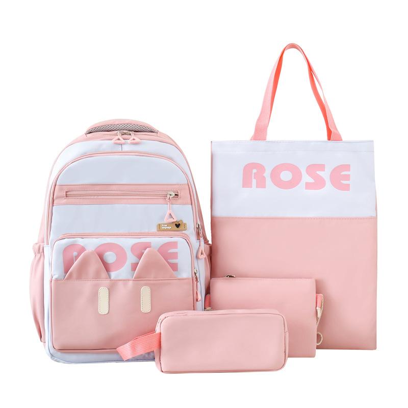 

Backpack for girls, primary and high school students, new high-value, large-capacity, lightweight and cute schoolbag, four-piece backpack.