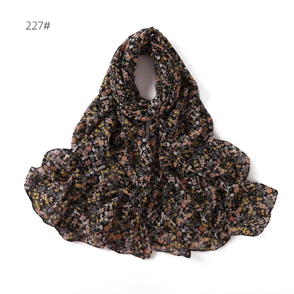 

Высококачественный новый шифоновый хиджаб с цветочным принтом, модный длинный шарф, летний красивый цветочный головной платок, обертывания для мусульманки